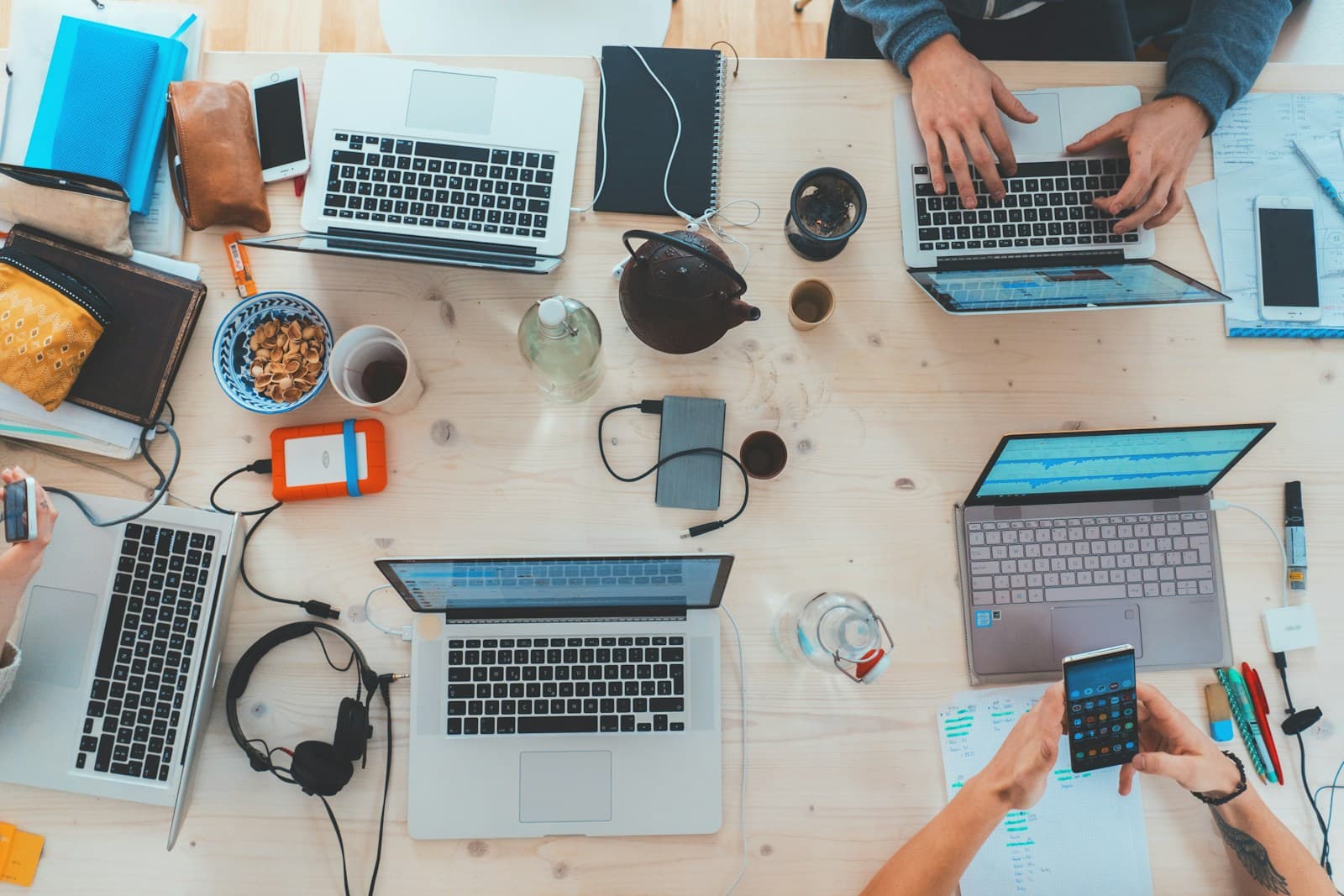 Developers collaborating at a workstation